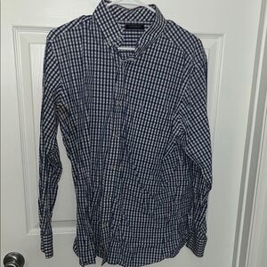 Tailorbyrd Navy and White Checkered Button Down Shirt